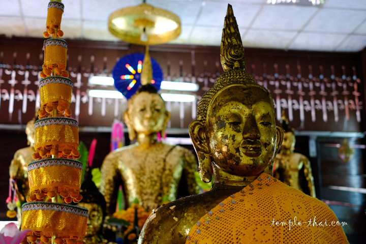 bouddhas dorés en gros plan วัดนครธรรม